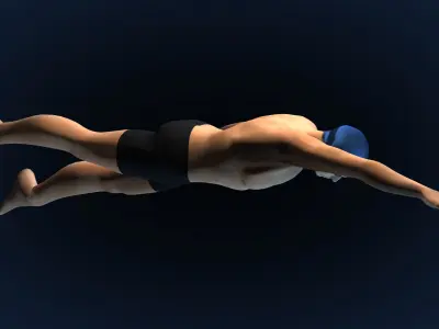 Swimming Man Classic Style Riged and Animated Low-poly 3D model