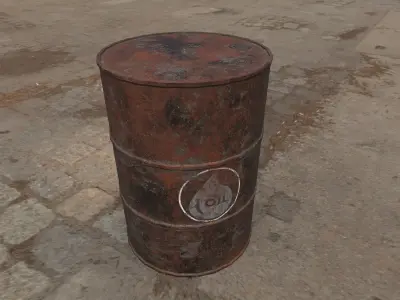 Rusty Barrel Oil Style Low-poly 3D model