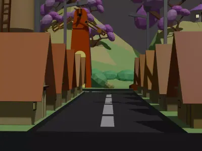 3D village model Low-poly 3D model