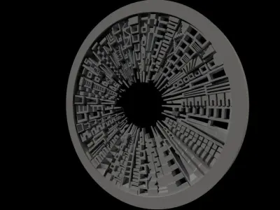 Beautiful modern wall decor - circle buildings skyline - 650mm 3D print model