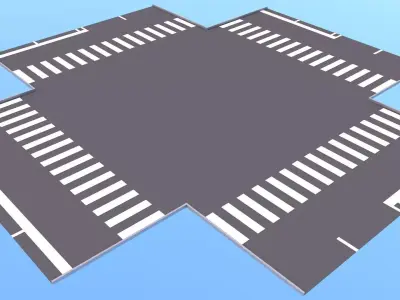 Cartoon roads elements Low-poly 3D model