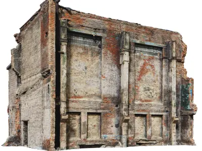 Destroyed industrial building 01 3D model