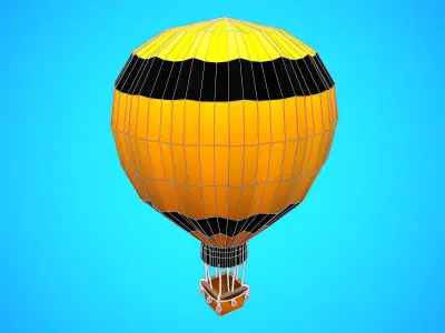 HOT AIR BALLOON CARTOON STYLIZED 12 Low-poly 3D model