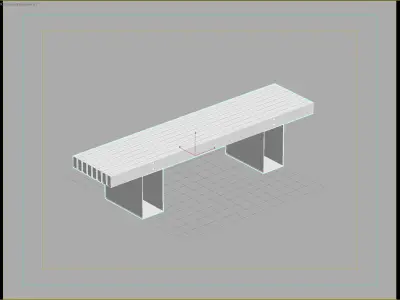 Minimalist Wooden Bench with Metal Base for Outdoor Spaces 3D model