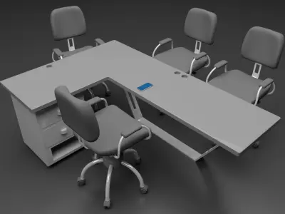 Office desk room interior 3D model