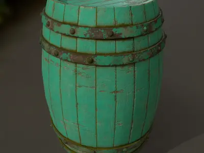 Wood  Barrel Low-poly 3D model