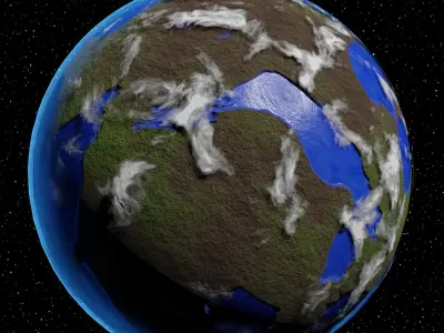 Planet Z fiery in space Low-poly 3D model