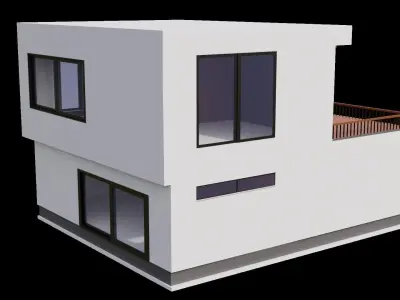 Modern House with Garage Low-poly 3D model