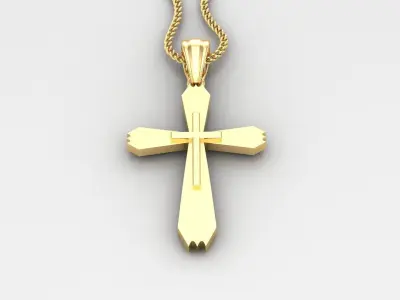 Light Gold 18K Cross Pendant 2CP050 3D print model