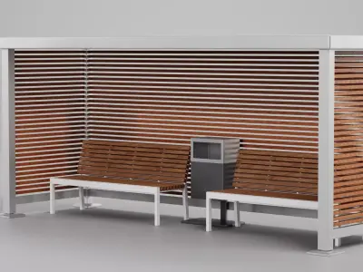 Modern Bus Stop Shelter V2 3D model
