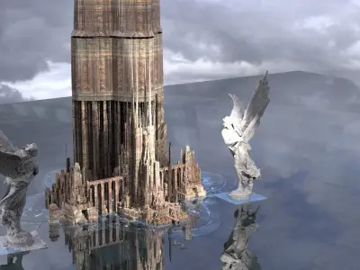 Heavens Tower with Angels 3D model