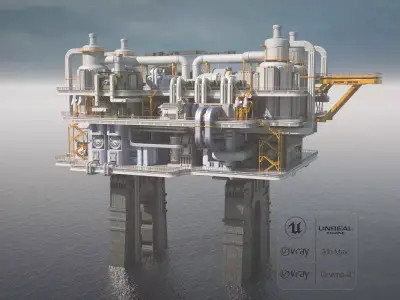 Sci-fi OilRig 3D model