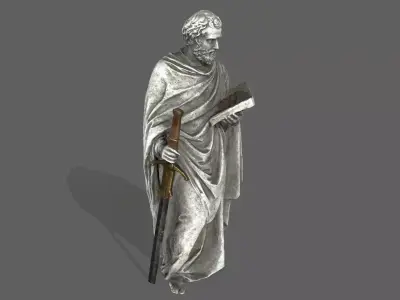 Old Man Statue Low-poly 3D model 15