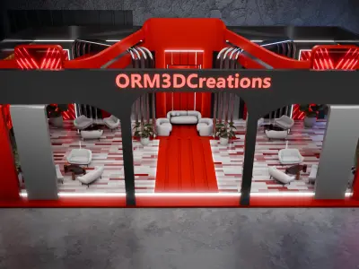 Futuristic Modular Exhibition Booth Blender 3D Model 3D model