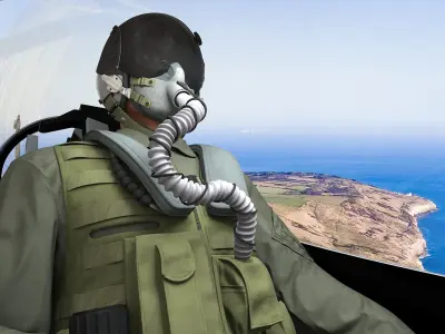  Fighter F-16 with Pilot and Missile Launcher LAU-129 Rigged for Maya 