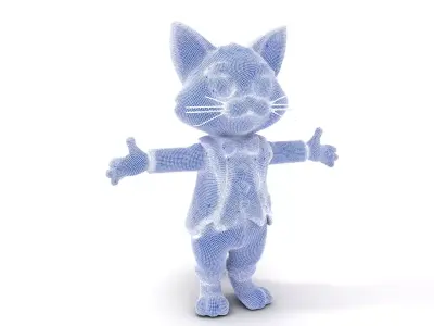 Purple Cartoon Cat in Orange Suit  Fully Rigged and Animated Low-poly 3D model