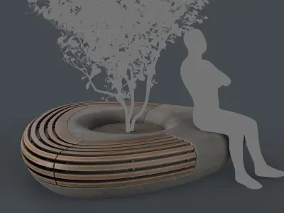Modern Outdoor Bench 109 PBR Game Ready Low-poly 3D model