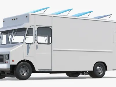  Solar Roof Snack Truck with Interior White Rigged for Cinema 4D 