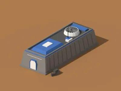 Low Poly Scifi Hangar 1 Low-poly 3D model