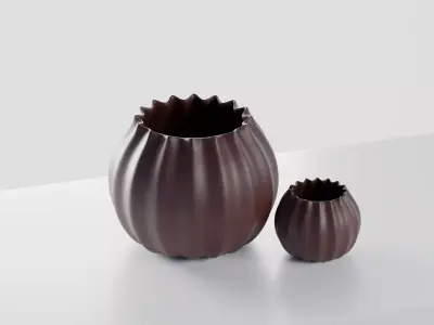 Modern Ripple Vase Set Free 3D model