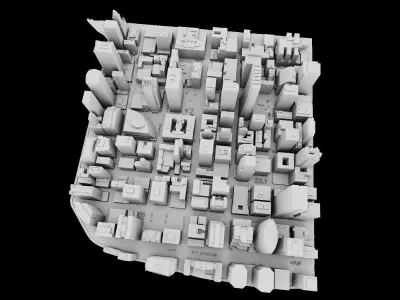 Low Poly Night Chicago Cityscape Low-poly 3D model