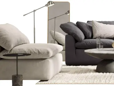 Modern Neutral Living Room Set 1 3D model