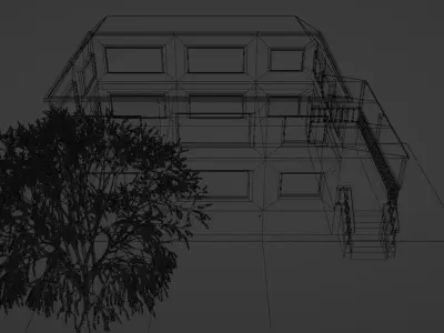 SUBURBAN HOUSE Low-poly 3D model