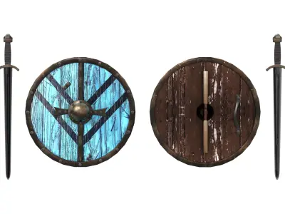 Lagertha Sword and Shield Low-poly 3D model