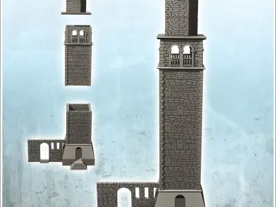 Large stone tower with adjoining wall dice tower version include 3D print model