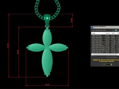 Light Gold 18K Cross Pendant 1CP054 3D print model