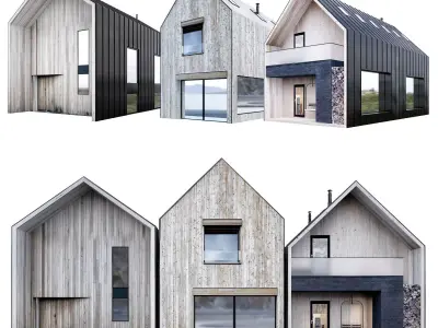 Barn houses 3D model