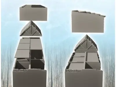 Set of western buildings of the Alamo Fort 3 - Cowboy USA Americ 3D print model