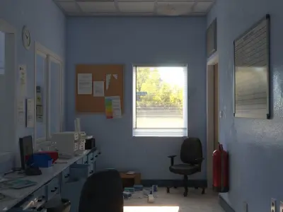 Abandoned Hospital Ward and Nurse station Low-poly 3D model