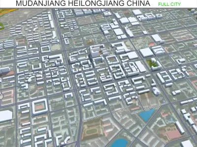Mudanjiang Heilongjiang China 25km Low-poly 3D model