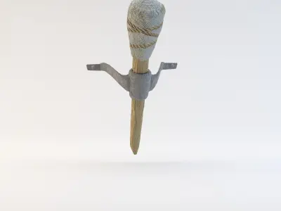 Simple Medieval Torch with Holder Low-poly 3D model