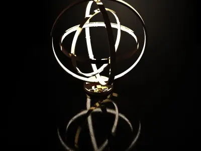 lampshade table lamp with globe in middle Low-poly 3D model