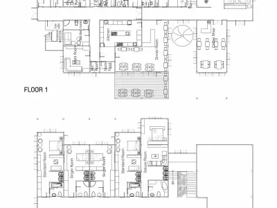 Guesthouse and house 3D model