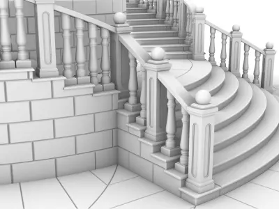 Entrance stairs and balcony 3D print model