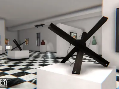 Gallery - modular interior Low-poly 3D model