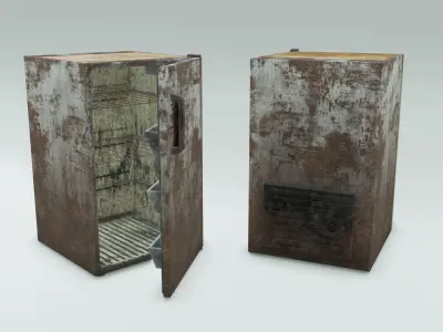 Game-ready Freezy - rusty vintage fridge - Unity - HDRP -UE4 Low-poly 3D model