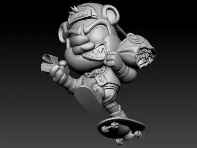 Money Bear Hip Hop Pendant Street Style Cartoon Bear Jewelry 3D print model