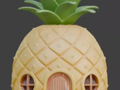 Stylized Pineapple House 3D Model Low-poly 3D model