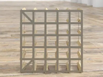 Natural Pine Galvanised Steel Candace Wine Rack 3D model