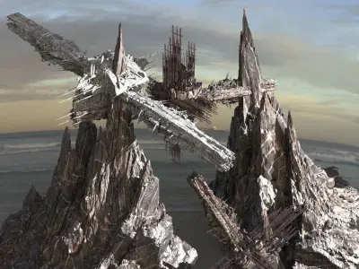 Alien Cliffs Sharp Bridge 3  3D model