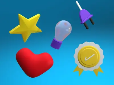 A collections of icons set  Free low-poly 3D model