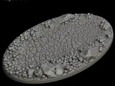 LegendGames 170x105mm Oval Base with Skulls and Cracked Earth x3 3D print model