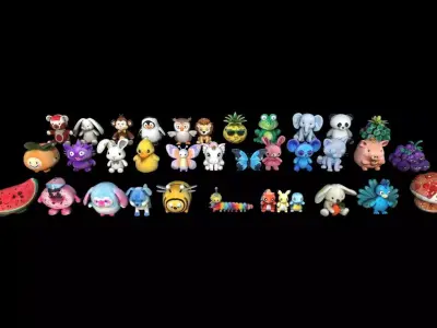 Plushy Toys Pack Low-poly 3D model