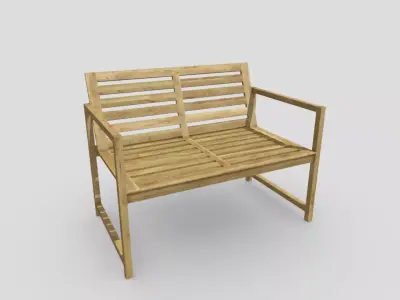 Bench Low-poly 3D model 4