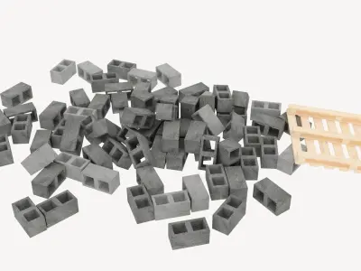 concrete bricks pallet 2 3D model