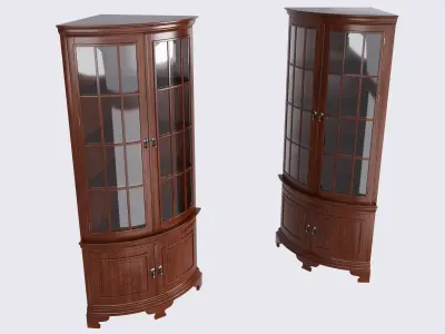 MAHOGANY QUARTER ROUND CORNER CABINET 3D model